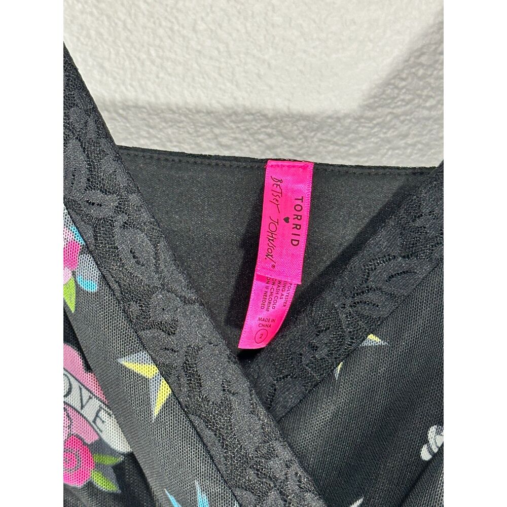 Betsey Johnson x Torrid Mesh Tattoo Midi Slip Dress PLUS 2X Lace Straps Skull BG - Picture 7 of 11